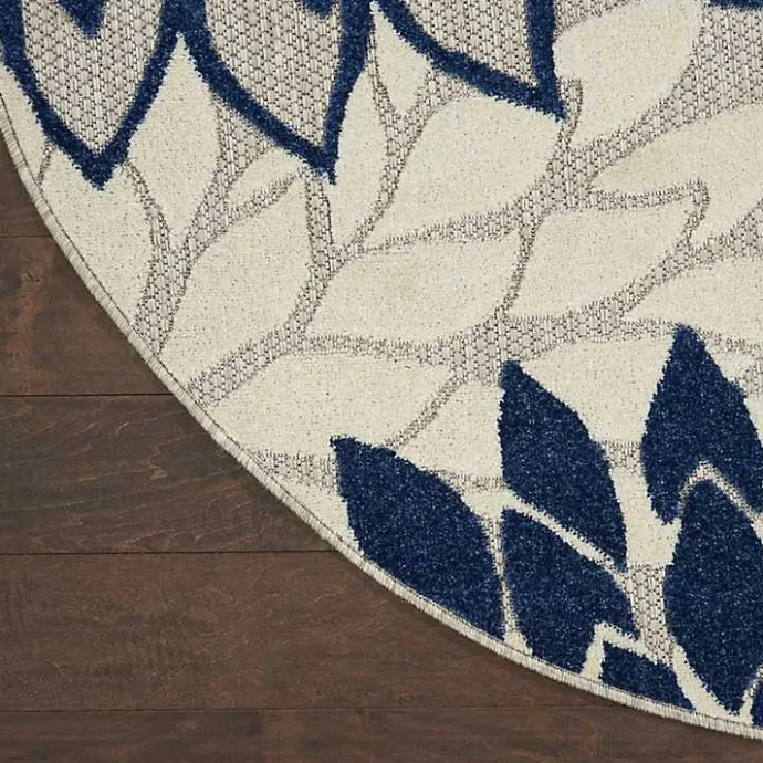 Sale Kirklands Home Denim Floral Burst Round Outdoor Area Rug