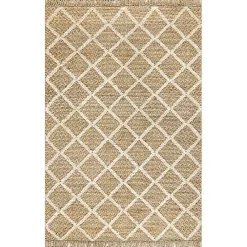 Hot Kirklands Home Diamond Helen Woven Jute Tassel Area Rug, 8x10 Tan