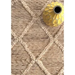 Hot Kirklands Home Diamond Helen Woven Jute Tassel Area Rug, 8x10 Tan
