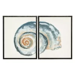 Kirklands Home Diptych Shell Framed Art Print, Set of 2 Blue