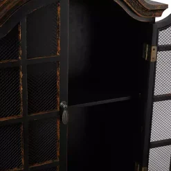 Kirklands Home Distressed Black Wood Wall Cabinet