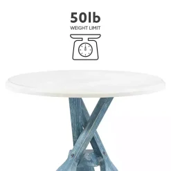 Clearance Kirklands Home Distressed Blue Oars Coastal Accent Table White