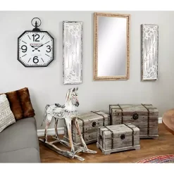 Outlet Kirklands Home Distressed Brown Beaded Wall Mirror