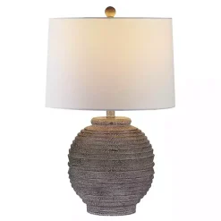 Kirklands Home Distressed Charcoal Textured Resin Table Lamp White