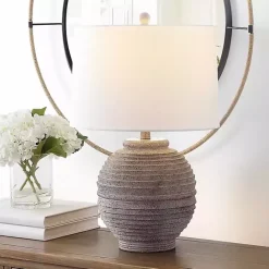 Kirklands Home Distressed Charcoal Textured Resin Table Lamp White