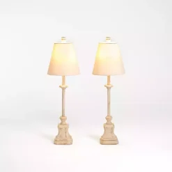 Hot Kirklands Home Distressed Cream Buffet Lamps, Set of 2 Tan