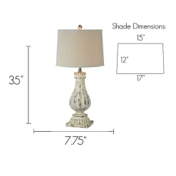 Kirklands Home Distressed Cream Resin Table Lamps, Set of 2 Ivory