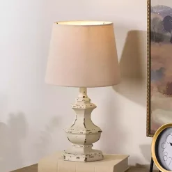 Online Kirklands Home Distressed Cream Sculpted Urn Table Lamp Tan
