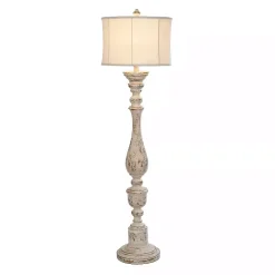 New Kirklands Home Distressed Cream Spindle Floor Lamp Ivory
