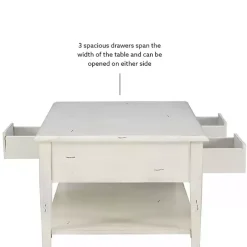 New Kirklands Home Distressed Cream Wood 3-Drawer Coffee Table Ivory
