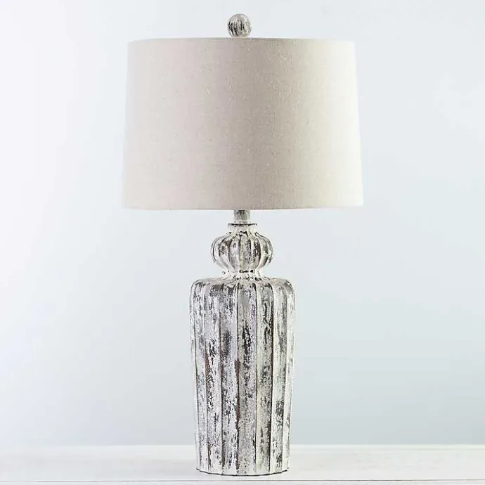 Hot Kirklands Home Distressed Fluted Tuscany Table Lamp Ivory