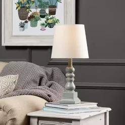 New Kirklands Home Distressed Gray Candlestick Table Lamp White
