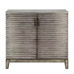 Hot Kirklands Home Distressed Linear 2-Door Wooden Chest Gray