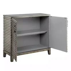 Hot Kirklands Home Distressed Linear 2-Door Wooden Chest Gray