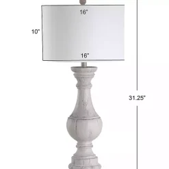 New Kirklands Home Distressed Ivory Faux Wood Table Lamps, Set of 2 White