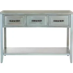 Sale Kirklands Home Distressed Light 3-Drawer Console Table Blue