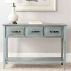 Sale Kirklands Home Distressed Light 3-Drawer Console Table Blue