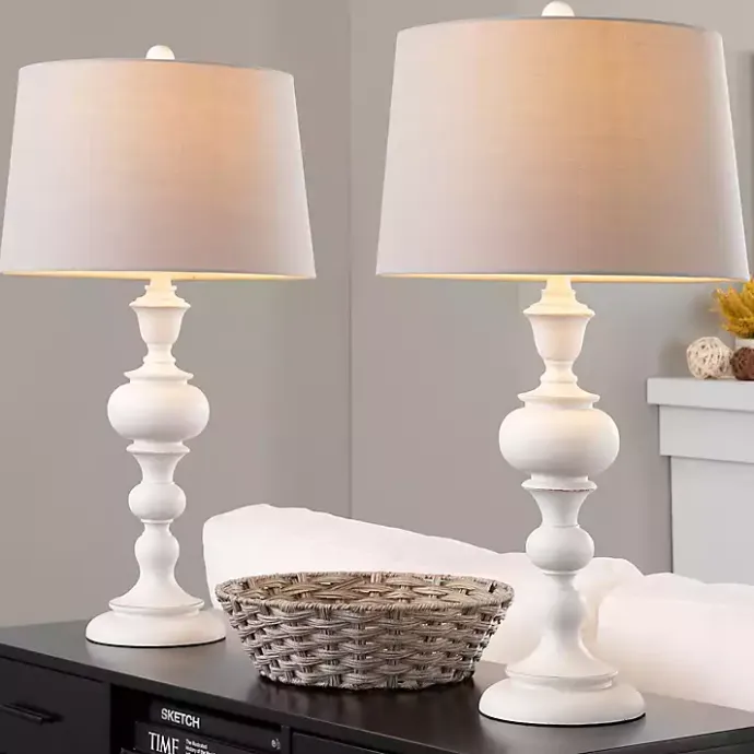Clearance Kirklands Home Distressed Off-White Morocco Table Lamps, Set of 2 Gray