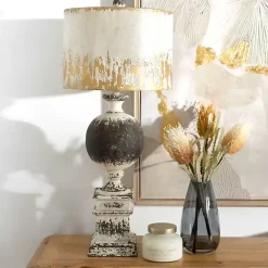 Online Kirklands Home Distressed Round Black Table Lamp