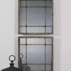 Kirklands Home Distressed Slate Blue Wood Wall Mirrors, Set of 2