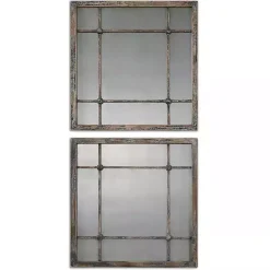 Kirklands Home Distressed Slate Blue Wood Wall Mirrors, Set of 2