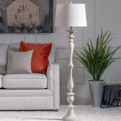 Discount Kirklands Home Distressed Taupe Finish Floor Lamp White