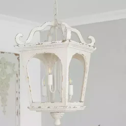 New Kirklands Home Distressed Carriage Pendant Light White