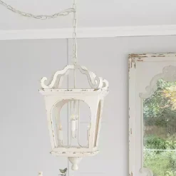 New Kirklands Home Distressed Carriage Pendant Light White