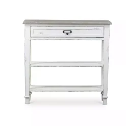 New Kirklands Home Distressed 1-Drawer Console Table White