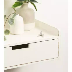 Best Kirklands Home Distressed Drawer Kitt Floating Side Table White