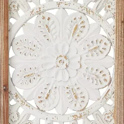 Kirklands Home Distressed White Floral Wall Plaques, Set of 3