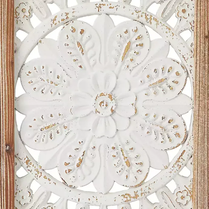 Kirklands Home Distressed White Floral Wall Plaques, Set of 3