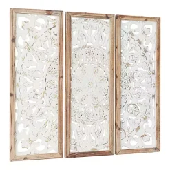 Kirklands Home Distressed White Floral Wall Plaques, Set of 3