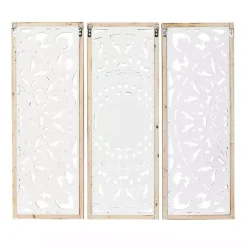 Kirklands Home Distressed White Floral Wall Plaques, Set of 3