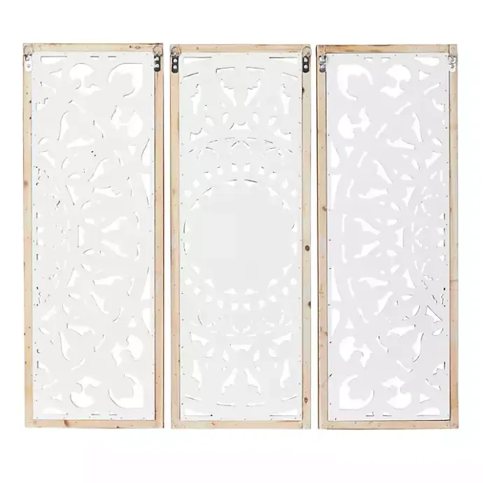Kirklands Home Distressed White Floral Wall Plaques, Set of 3