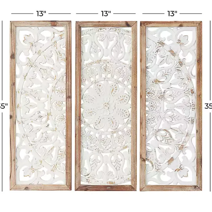 Kirklands Home Distressed White Floral Wall Plaques, Set of 3