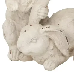 Hot Kirklands Home Distressed Rabbits Statue White