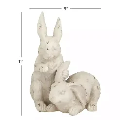 Hot Kirklands Home Distressed Rabbits Statue White