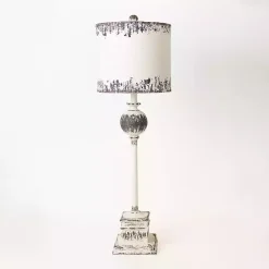 Best Kirklands Home Distressed White Square Base Buffet Lamp