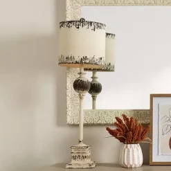 Best Kirklands Home Distressed White Square Base Buffet Lamp