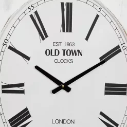 Discount Kirklands Home Distressed White Wood Scroll Wall Clock
