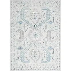 Hot Kirklands Home Dove Gray Ornate Bordered Area Rug, 5x7