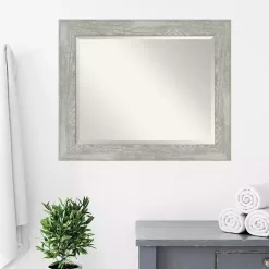 Discount Kirklands Home Dove Gray Scoop Frame Beveled Mirror, 34x28 in.