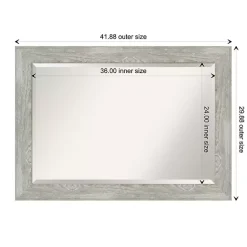 Outlet Kirklands Home Dove Gray Scoop Frame Beveled Mirror, 42x30 in.