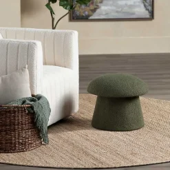 Clearance Kirklands Home Drak Boucle Mushroom Storage Ottoman Green