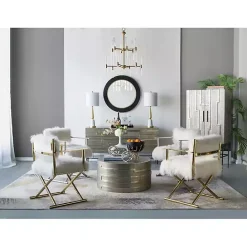 Online Kirklands Home Drew II Black and Gold Round LED Mirror