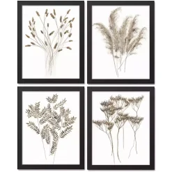 Clearance Kirklands Home Dried Florals 4-pc. Framed Canvas Art Print Set White