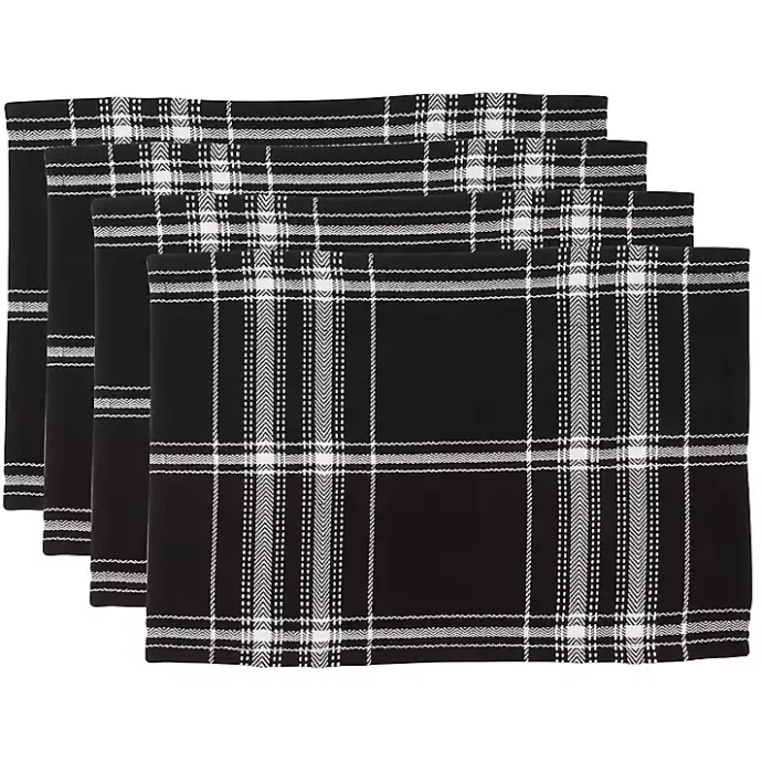 Best Kirklands Home Dual White and Black Cotton Placemats, Set of 4