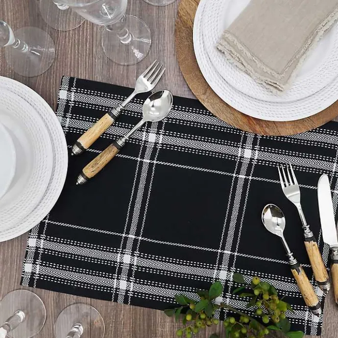 Best Kirklands Home Dual White and Black Cotton Placemats, Set of 4