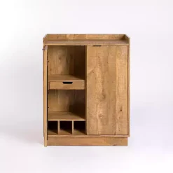 New Kirklands Home Easton Mango Wood Bar Cabinet Tan